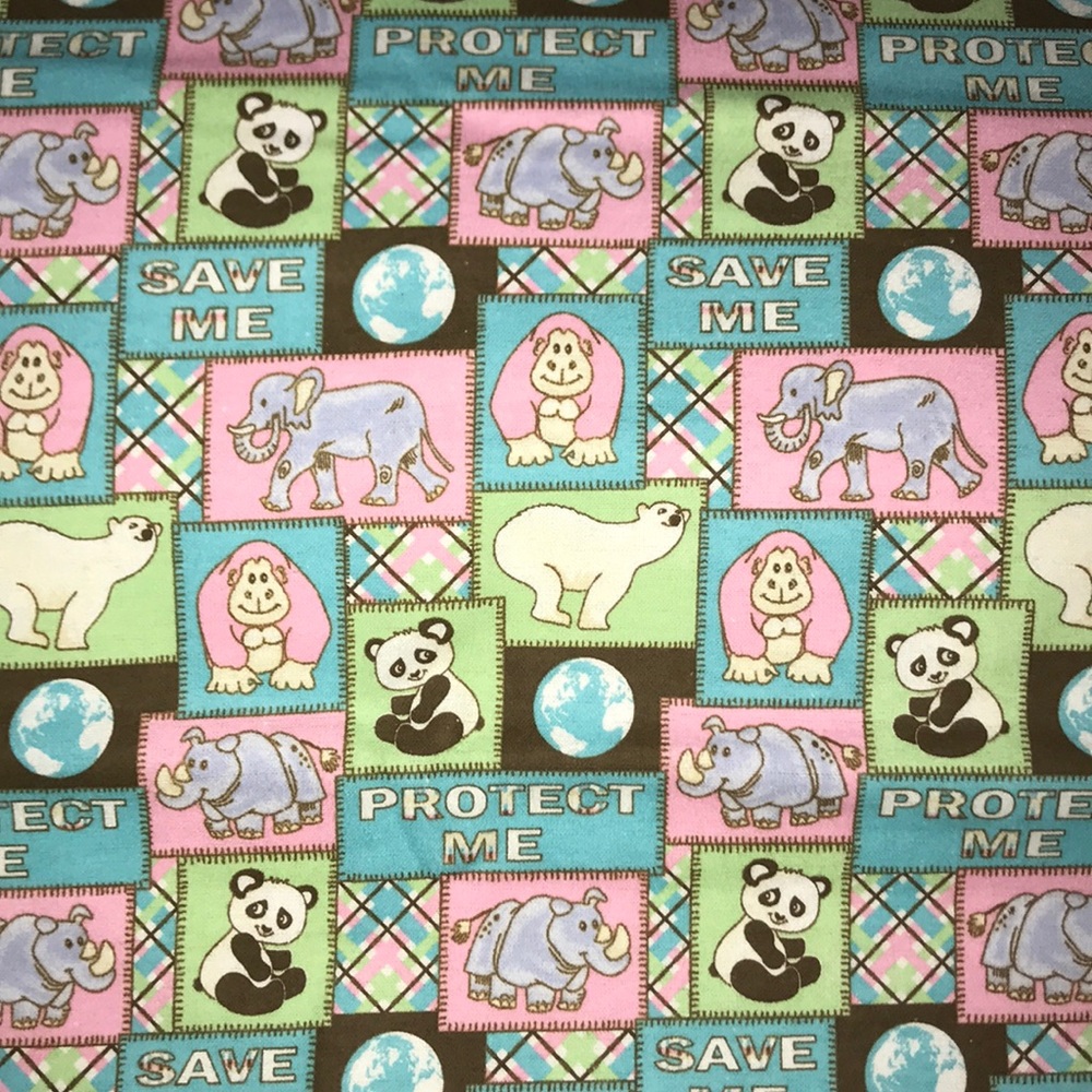 NEW SOFT BABY FLANNEL ZOO ANIMALS PRINT FABRIC
